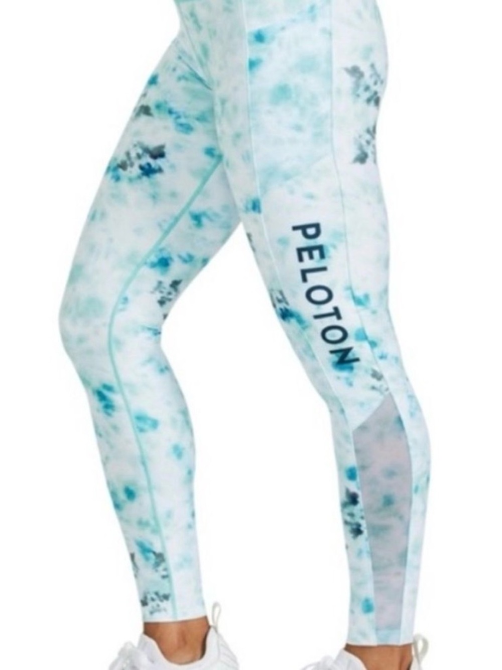 Peloton Girls Aqua and White Tie-Dye Leggings